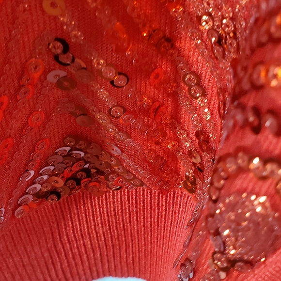 JM Collection Red Sequin Women's Sweater Size XL - Picture 4 of 9